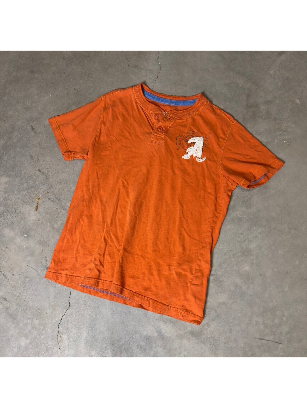 Arizona Jean Company Henley Shirt Mens L Orange Short Sleeve